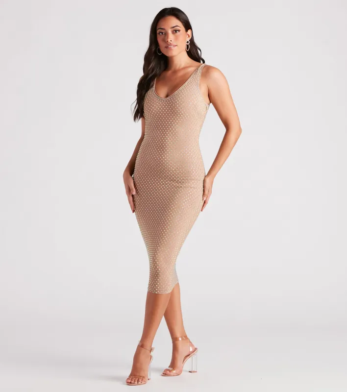 Nia Rhinestone Sleeveless Midi Dress sold by Windsor