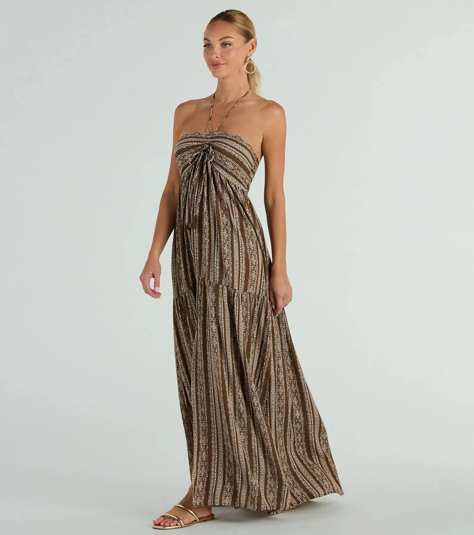 Desert Princess Halter Maxi Dress With Pockets sold by Windsor product image thumbnail 4