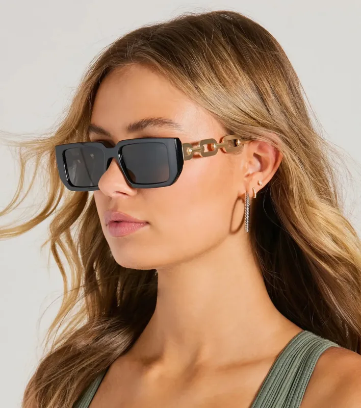 Cool Icon Chain-Link Rectangle Sunglasses sold by Windsor