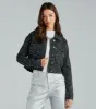 CLEARANCE - Casual Glamour Rhinestone Cropped Denim Jacket sold by Windsor