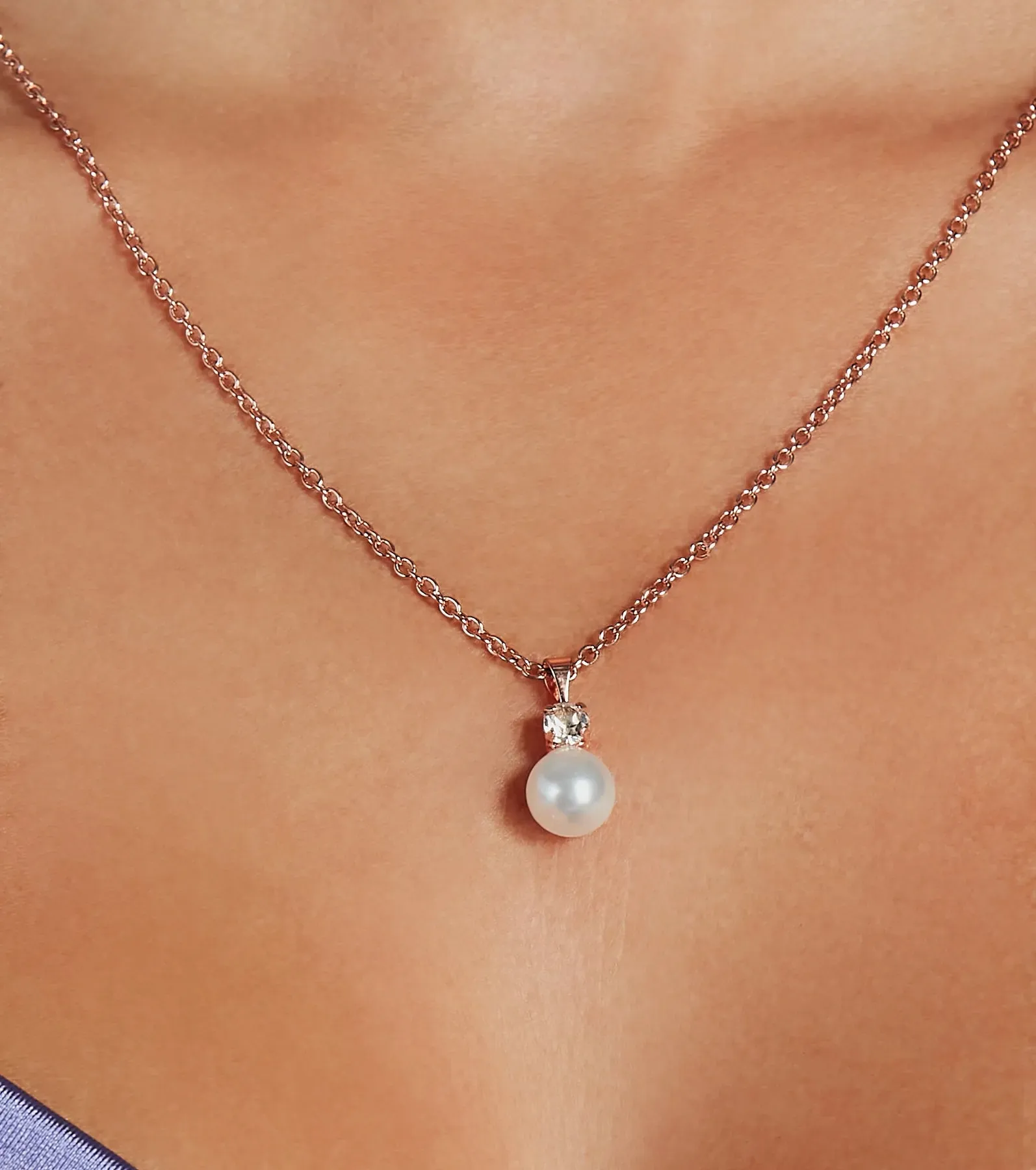Luxe Glam Rhinestone And Pearl Charm Necklace sold by Windsor product image thumbnail 2