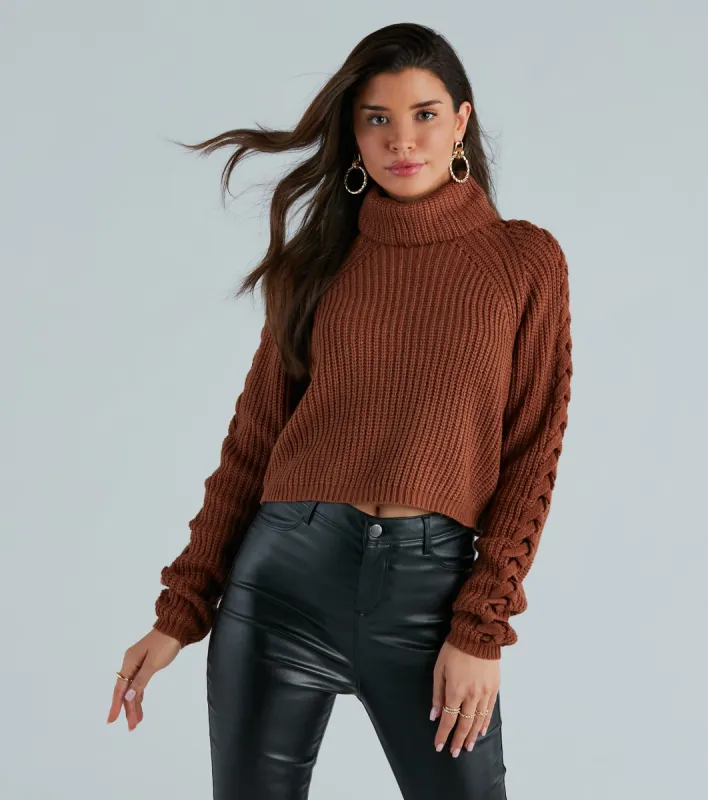 CLEARANCE - Fall Favorite Turtleneck Braided Sleeve Sweater sold by Windsor