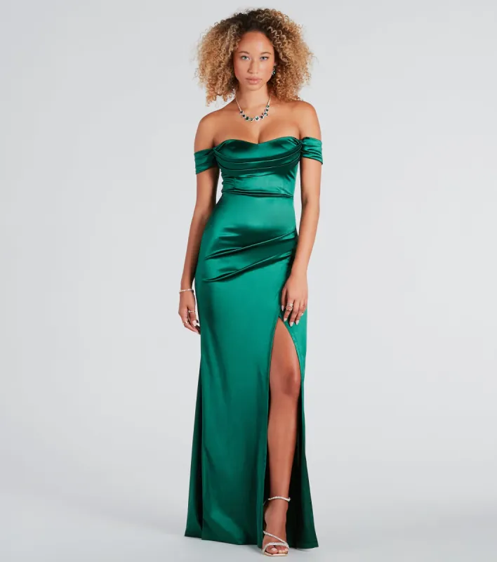 Albi Formal Satin Pleated Mermaid Long Dress sold by Windsor