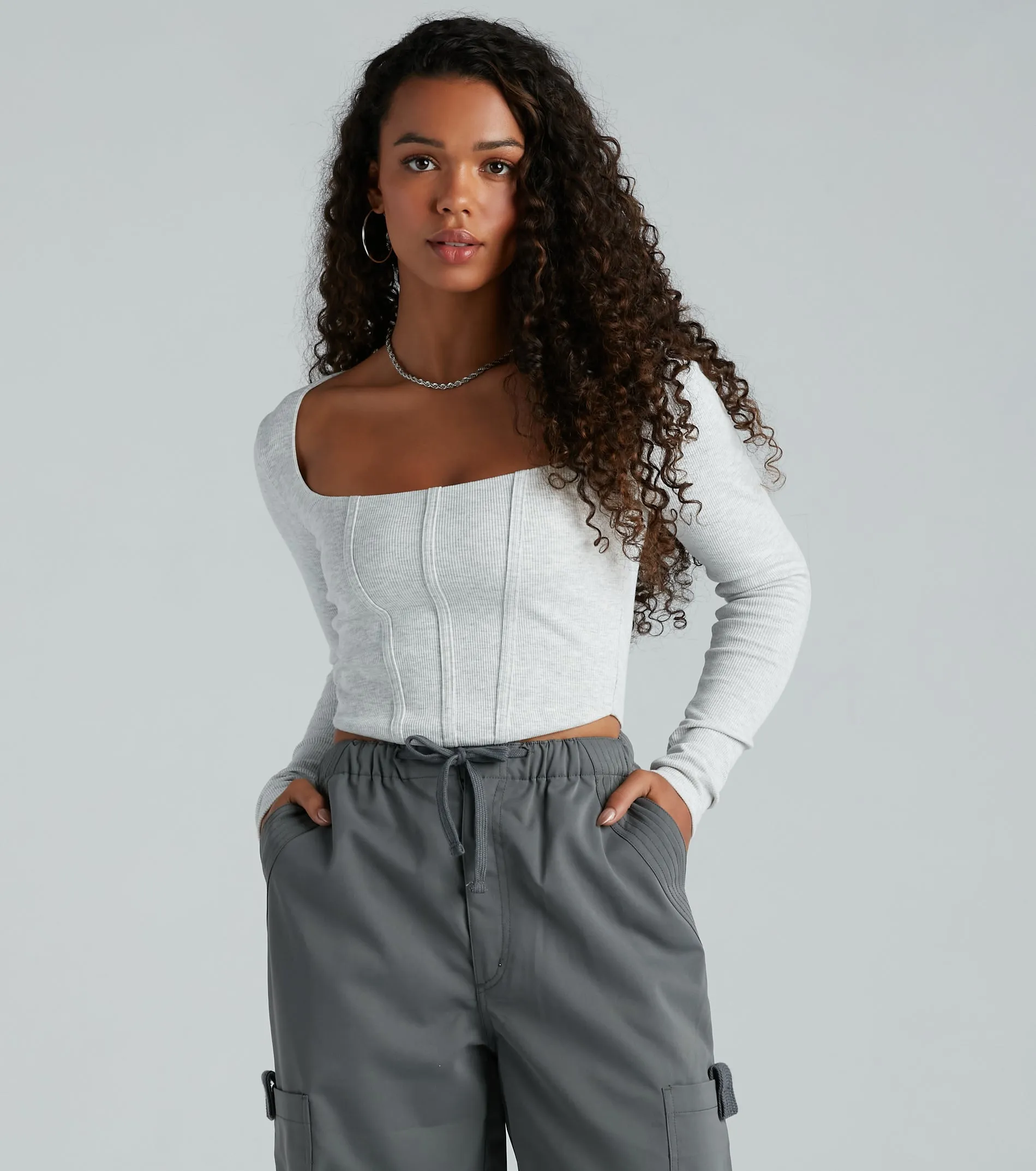 Keep It Tight Rib Knit Corset Crop Top sold by Windsor