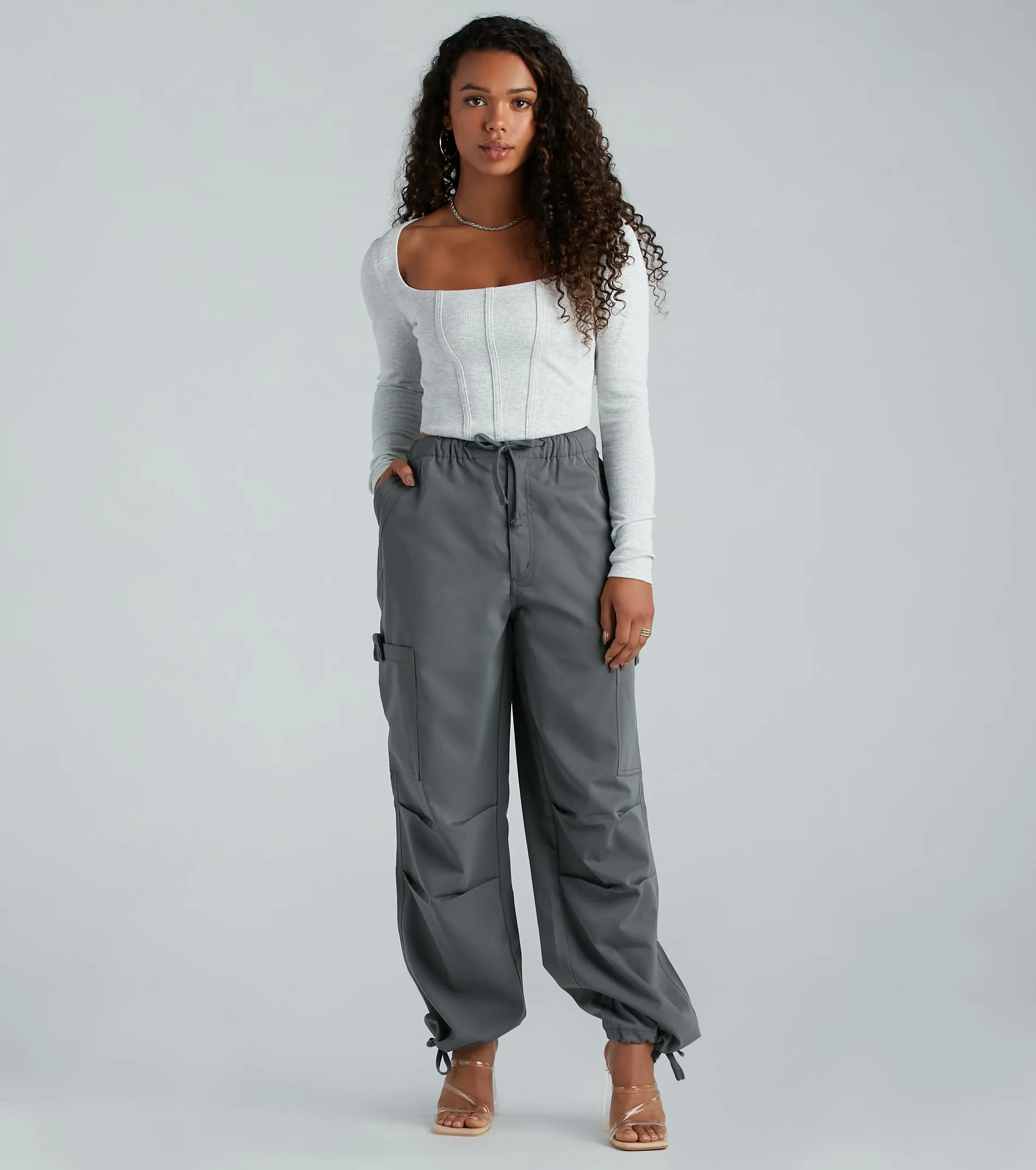 Keep It Tight Rib Knit Corset Crop Top sold by Windsor product image thumbnail 4