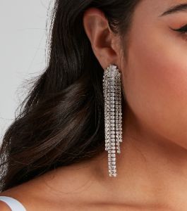 Serve Up Glam Linear Fringe Earrings sold by Windsor