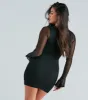 Love Stories Mesh V-Neck Ruffled Mini Dress sold by Windsor
