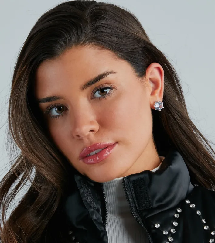 Modern Sterling Silver Plated Cubic Zirconia Stud Earrings sold by Windsor