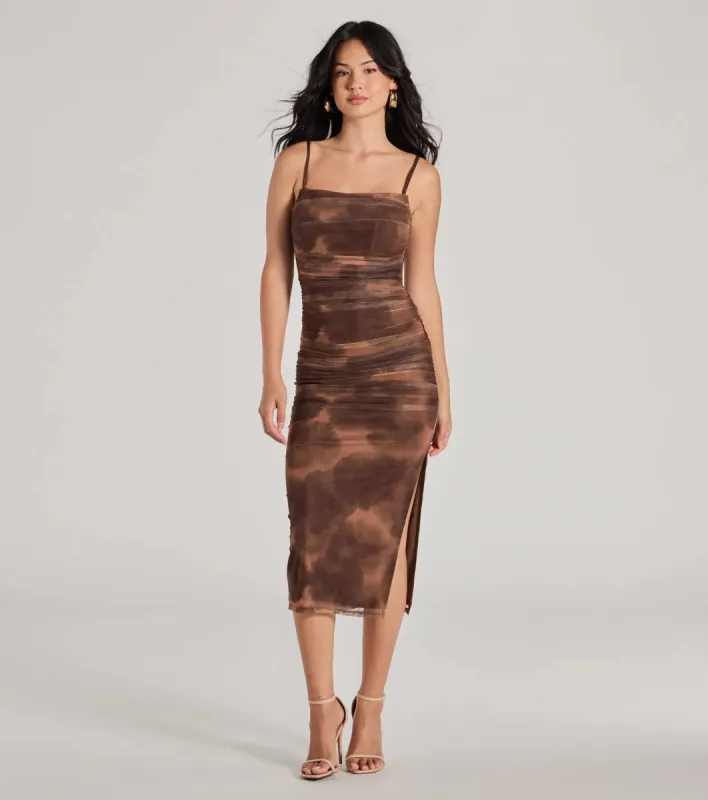 Artsy Charm Corset Abstract Bodycon Midi Dress sold by Windsor