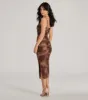 Artsy Charm Corset Abstract Bodycon Midi Dress sold by Windsor