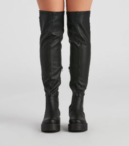 Edgy Sole Lug Knee High Boots sold by Windsor