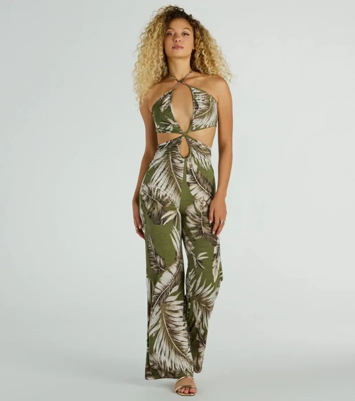 Paradise Awaits Cutout Tropical Knit Jumpsuit sold by Windsor