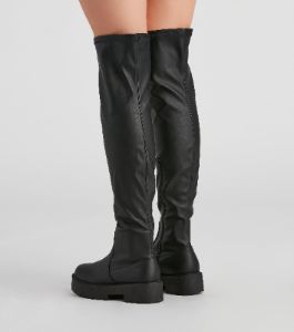 Edgy Sole Lug Knee High Boots sold by Windsor