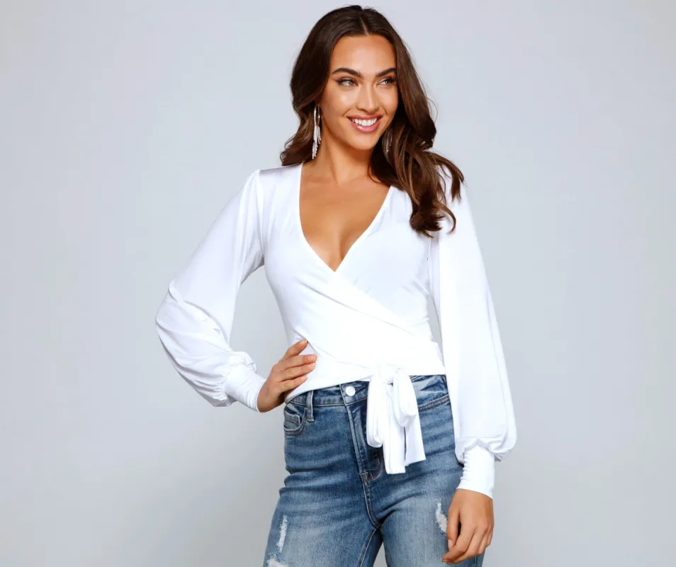CLEARANCE - Slinky Knit Wrap Front Top sold by Windsor