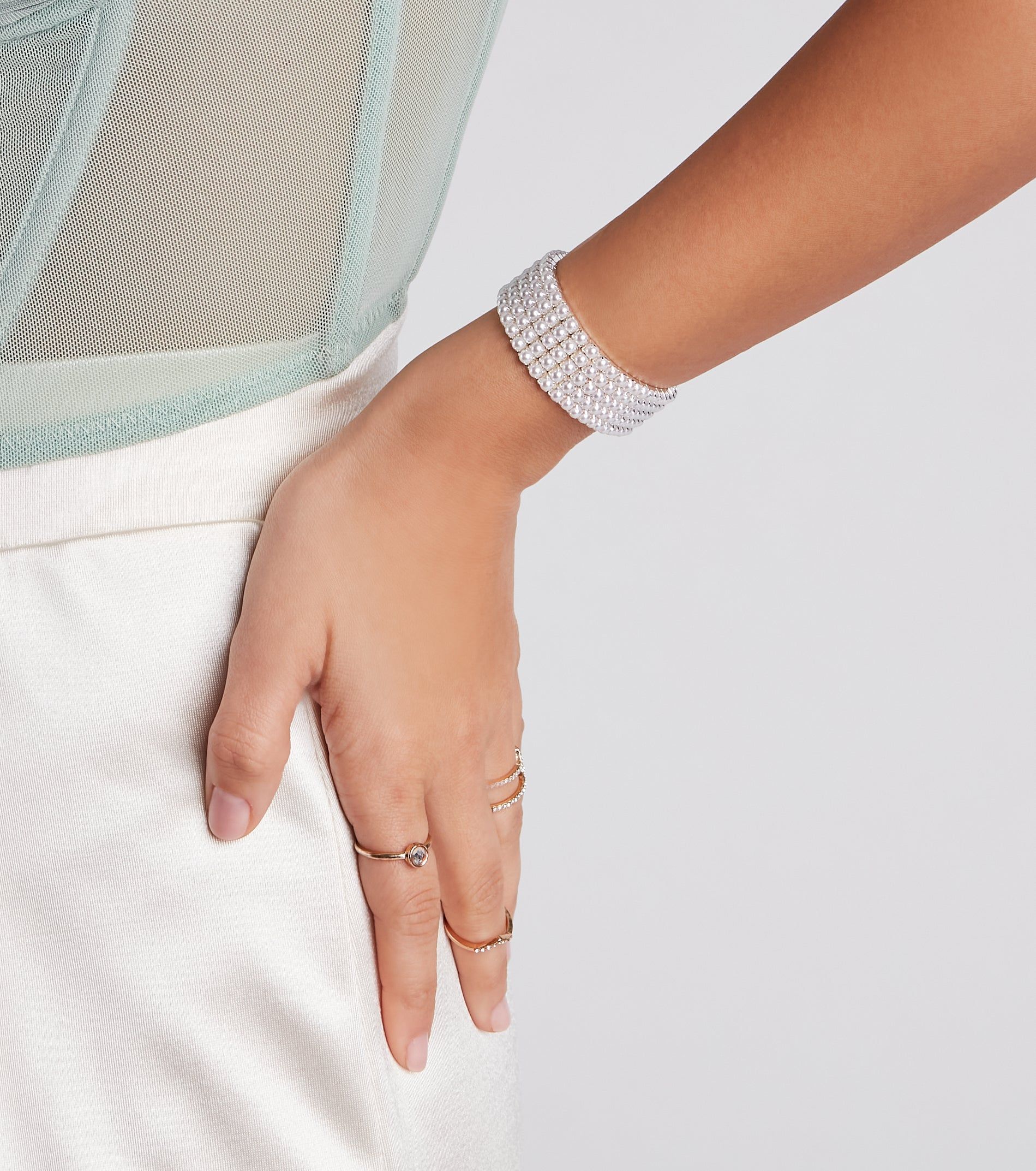 Lavish Faux Pearl Stretch Bracelet sold by Windsor