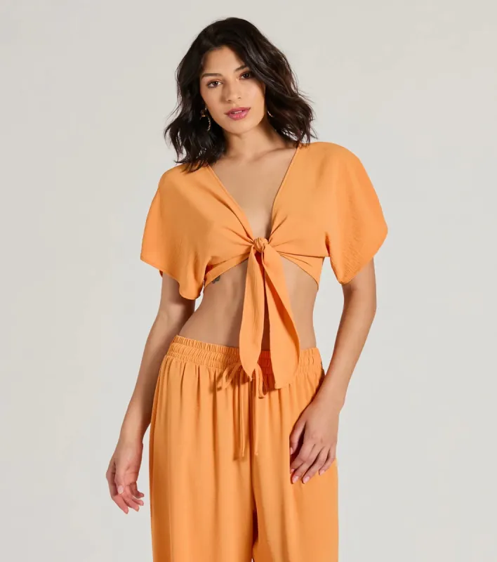 Flirty Match Short Sleeve Tie-Front Top sold by Windsor
