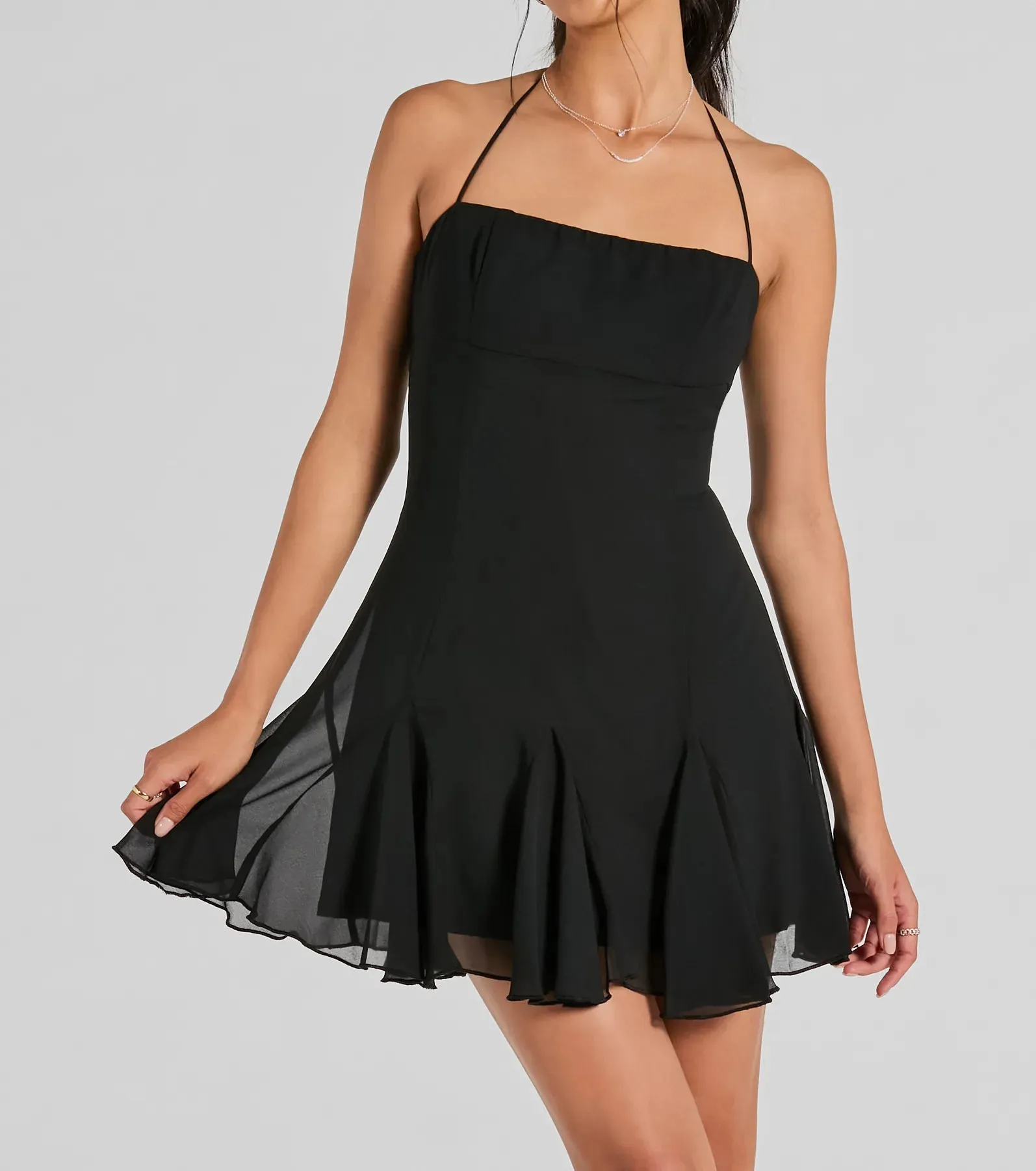 Sincerely Chic Pleated Chiffon A-Line Mini Dress sold by Windsor product image thumbnail 3