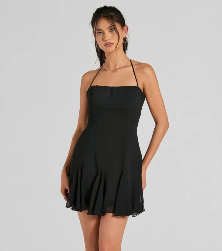 Sincerely Chic Pleated Chiffon A-Line Mini Dress sold by Windsor