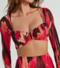 So Bold Long Sleeve Abstract Mesh Crop Top sold by Windsor