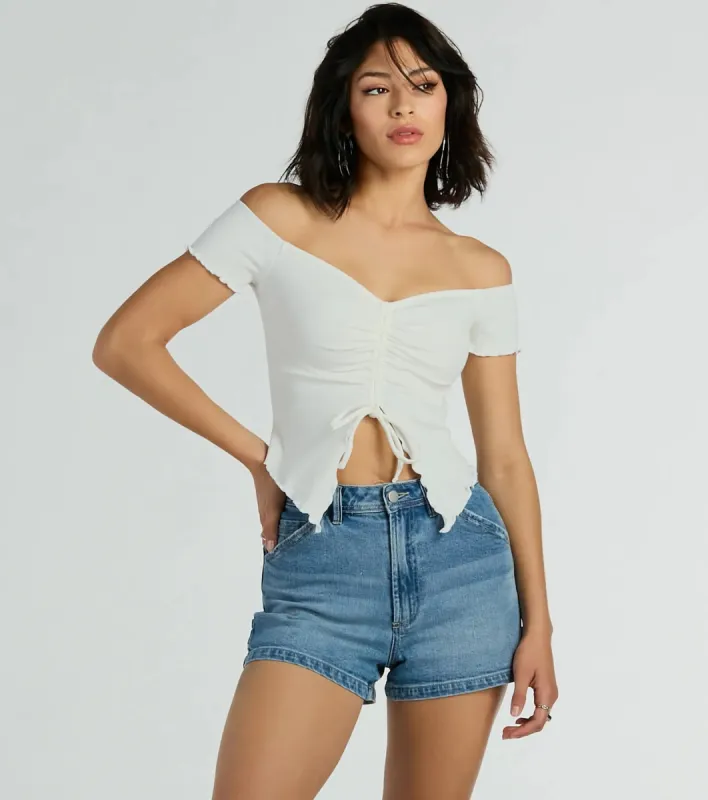 CLEARANCE - Heat Wave Off-The-Shoulder Crop Top sold by Windsor