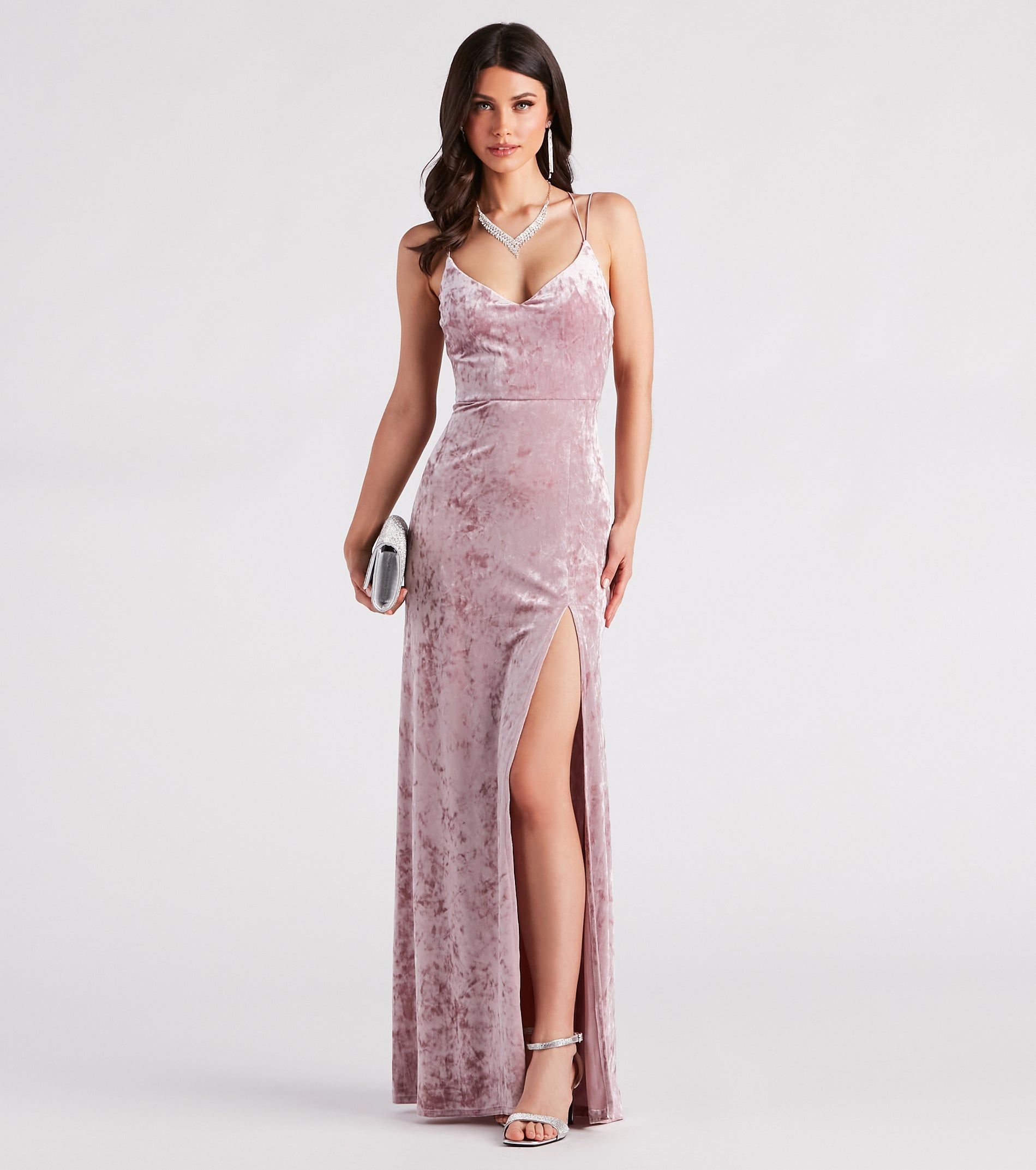 Samaria Formal Crushed Velvet Long Dress sold by Windsor product image thumbnail 5
