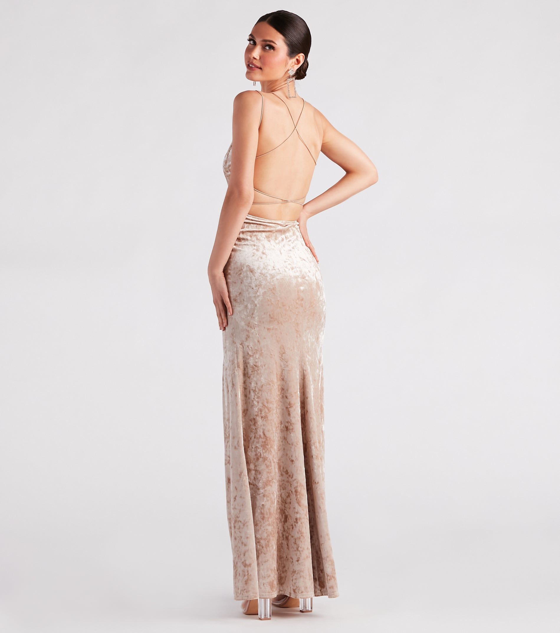 Samaria Formal Crushed Velvet Long Dress sold by Windsor product image thumbnail 2