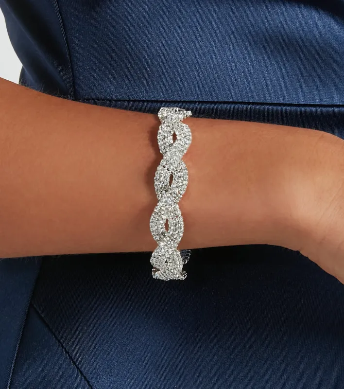 Twist Of Glamour Rhinestone Clasp Bracelet sold by Windsor