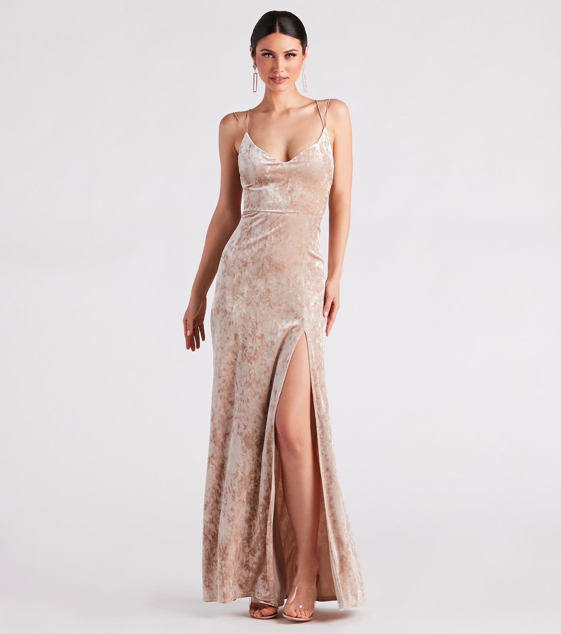 Samaria Formal Crushed Velvet Long Dress sold by Windsor