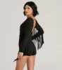 Country Babe Long Sleeve Fringe Faux Suede Romper sold by Windsor