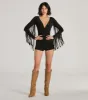 Country Babe Long Sleeve Fringe Faux Suede Romper sold by Windsor