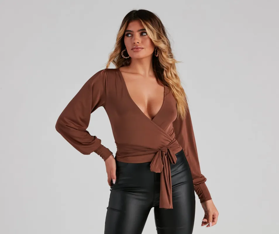CLEARANCE - Slinky Knit Wrap Front Top sold by Windsor