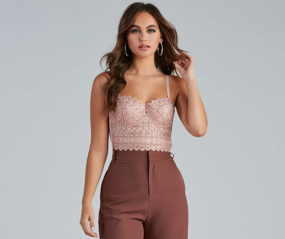 CLEARANCE - Reigning Lace Crop Top sold by Windsor