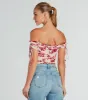Pretty Babe Floral Off-The-Shoulder Corset Top sold by Windsor