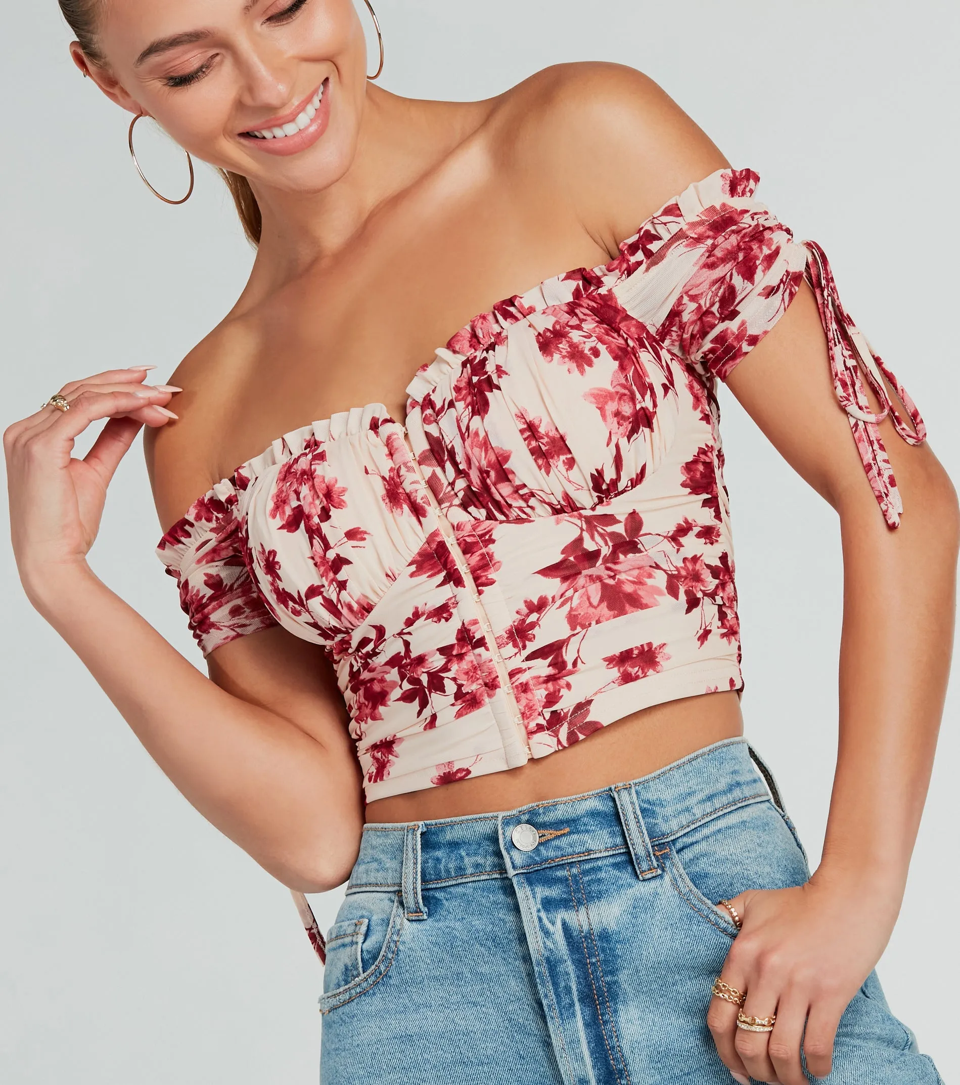 Pretty Babe Floral Off-The-Shoulder Corset Top sold by Windsor product image thumbnail 3