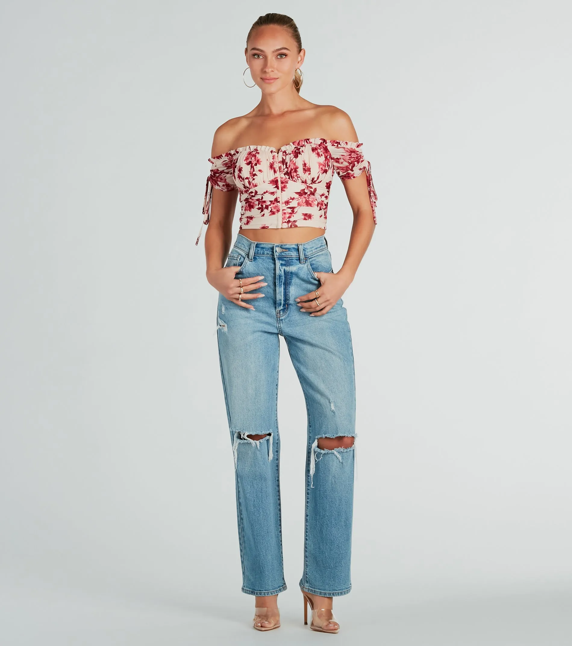 Pretty Babe Floral Off-The-Shoulder Corset Top sold by Windsor product image thumbnail 4