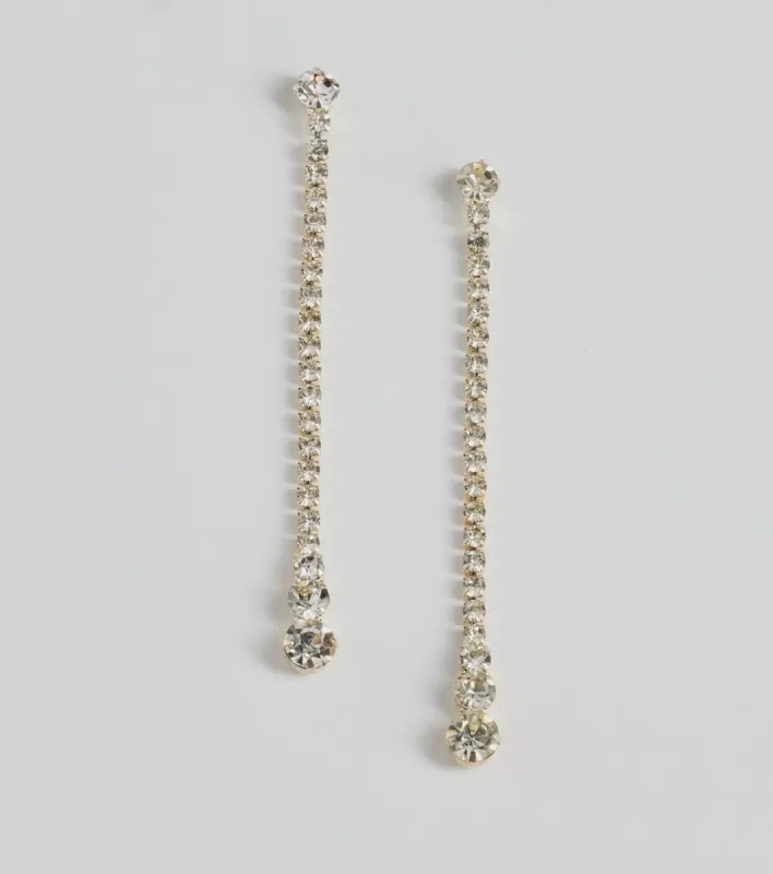 Twinkling Beauty Rhinestone Linear Earrings sold by Windsor