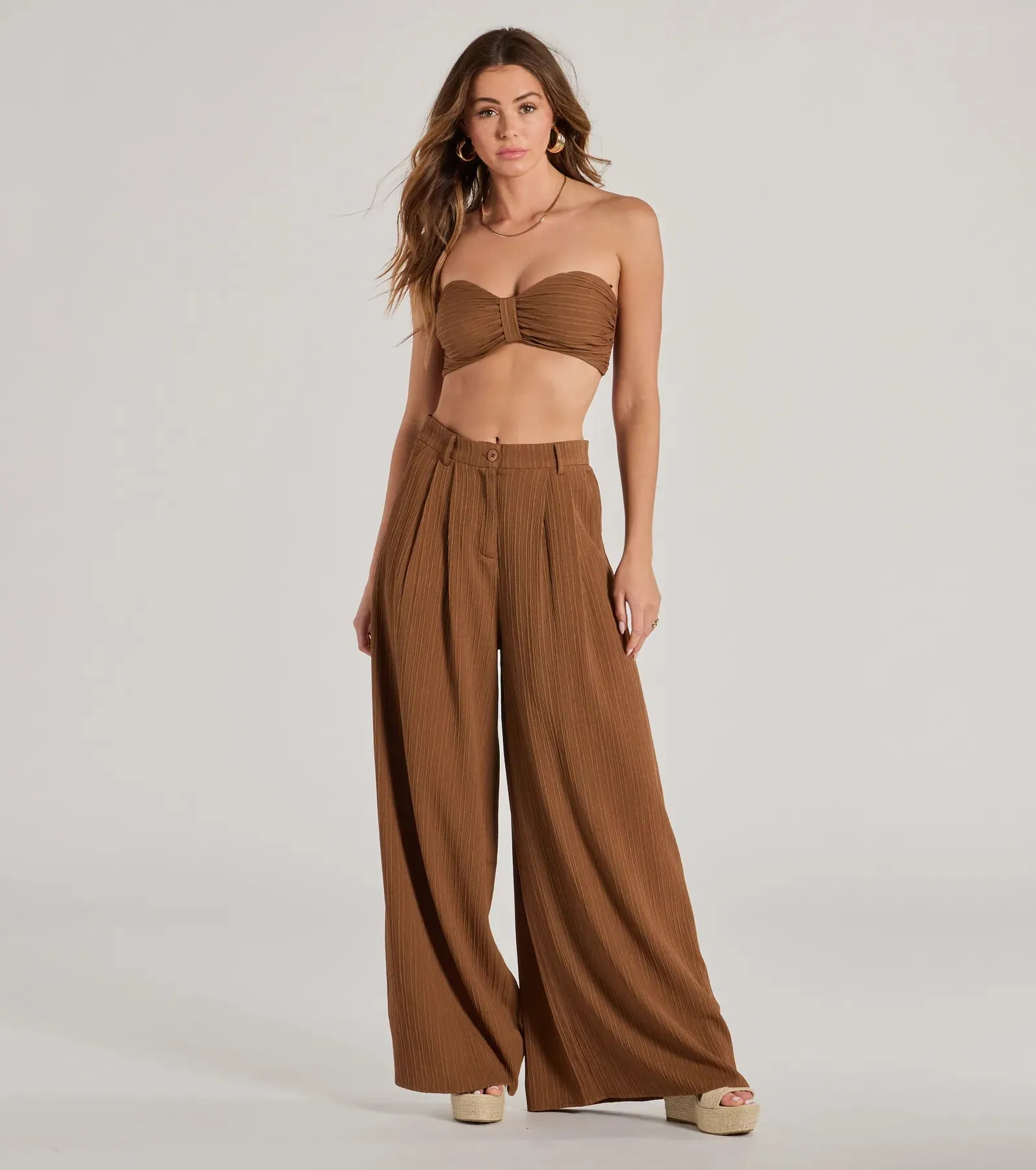 Endless Vacay High Rise Wide-Leg Trouser Pants sold by Windsor