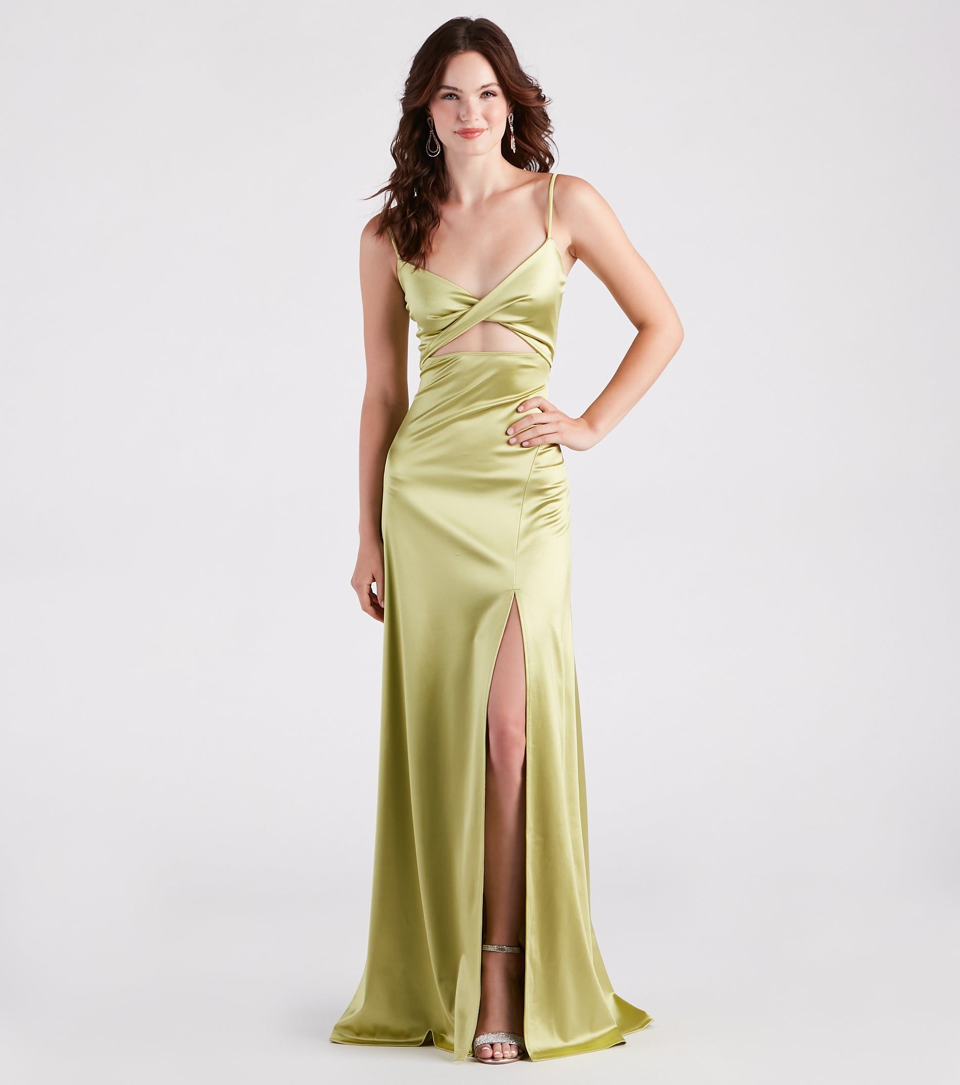 PLACEHOLDER - Maisy Cutout High Slit Satin Formal Dress sold by Windsor product image thumbnail 2