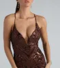 Getting The Vibe Sequin Lace-Up Mini Dress sold by Windsor