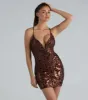 Getting The Vibe Sequin Lace-Up Mini Dress sold by Windsor