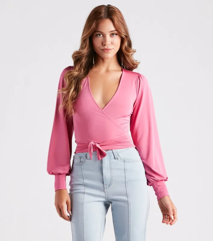 CLEARANCE - Slinky Knit Wrap Front Top sold by Windsor