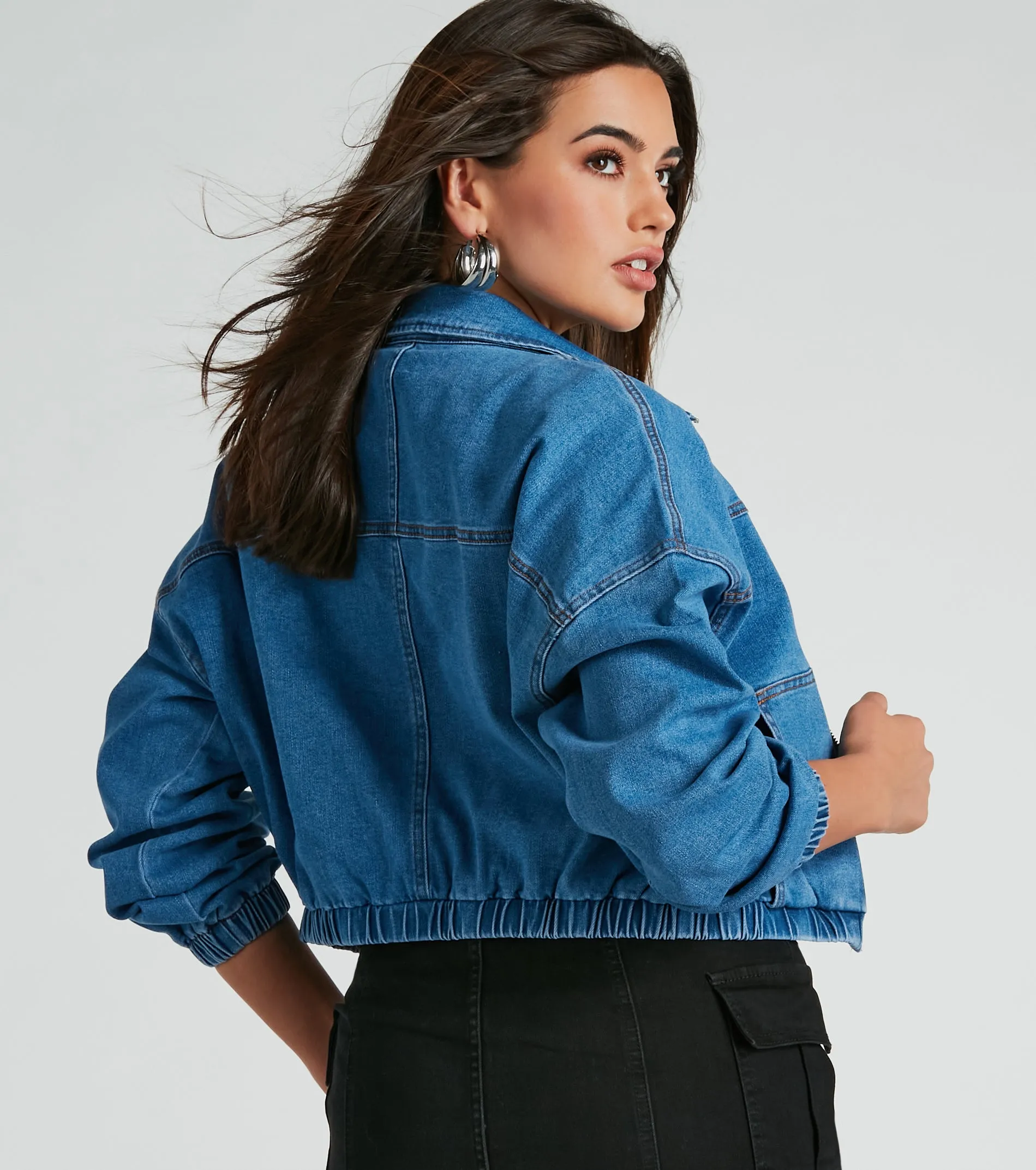 Trendy Destination Denim Bomber Jacket sold by Windsor product image thumbnail 4