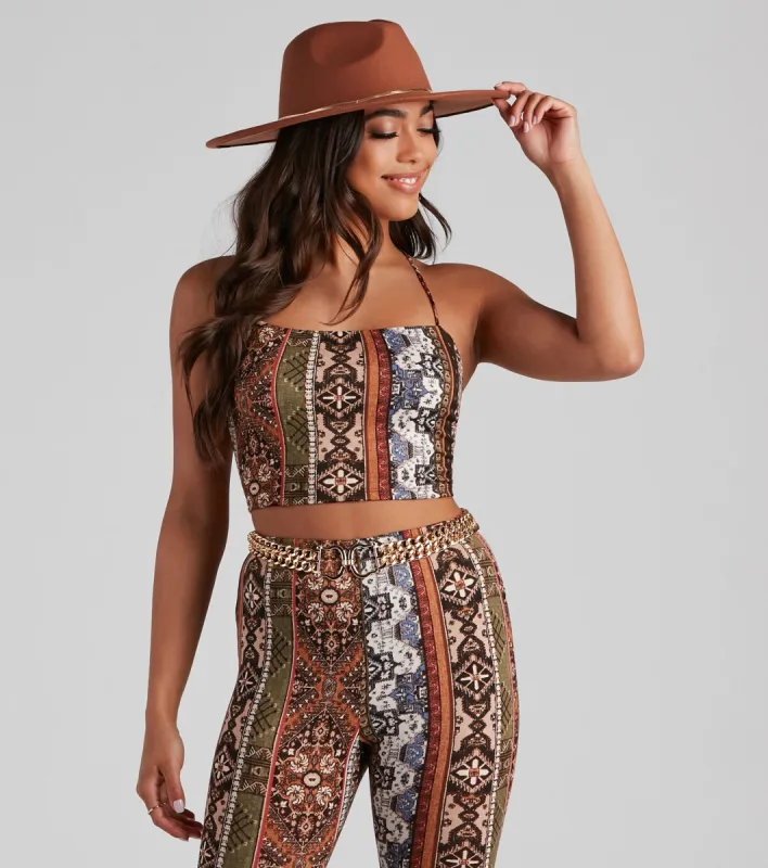 Boho Dreamer Printed Crop Top sold by Windsor