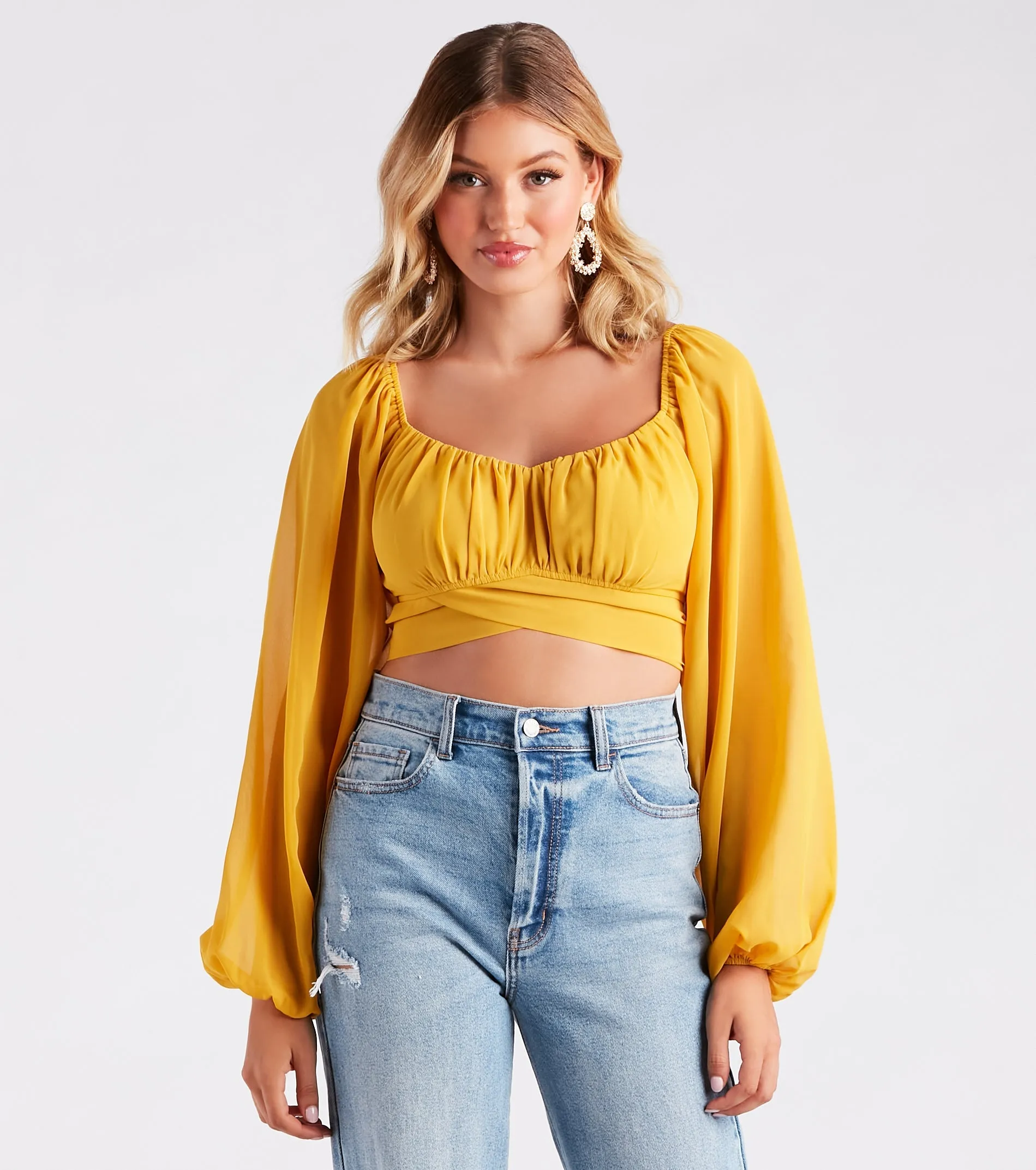 CLEARANCE - Such A Daydream Chiffon Crop Top sold by Windsor