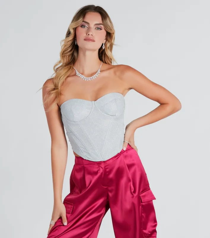 CLEARANCE - Suave Sparkle Strapless Glitter Bustier sold by Windsor