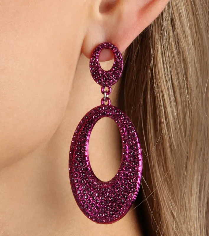 Fabulous Glamour Rhinestone Oval Earrings sold by Windsor