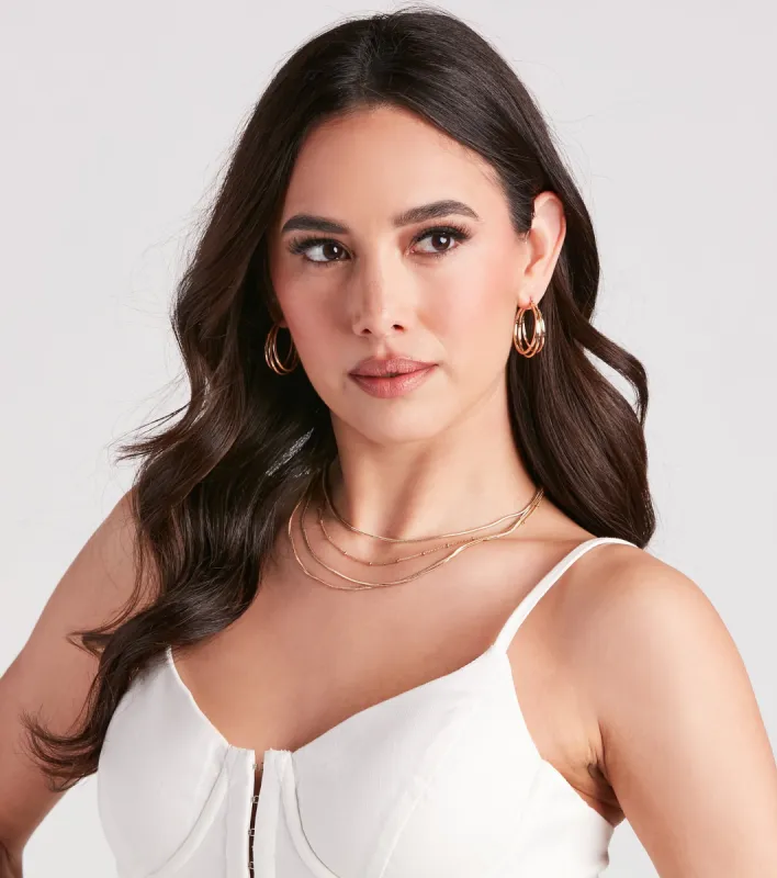 Elevated And Trendy Triple Hoop Earrings sold by Windsor