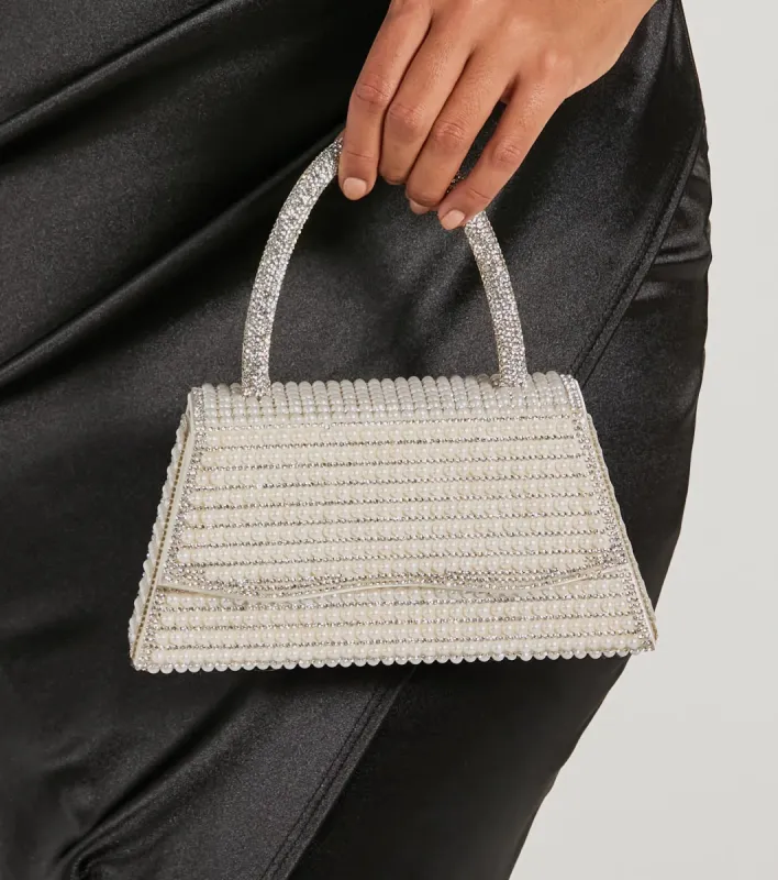 What A Glam Cutie Faux Pearl Rhinestone Mini Bag sold by Windsor