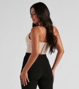 Pretty Pleats Satin Notch Bustier sold by Windsor