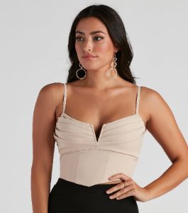 Pretty Pleats Satin Notch Bustier sold by Windsor